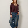 Lace Trim Peasant Blouse