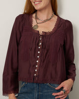 Lace Trim Peasant Blouse