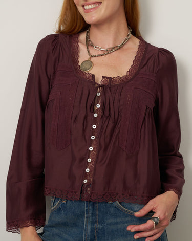 Lace Trim Peasant Blouse