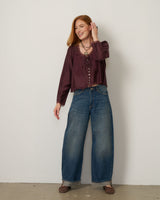 Lace Trim Peasant Blouse