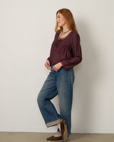 Lace Trim Peasant Blouse