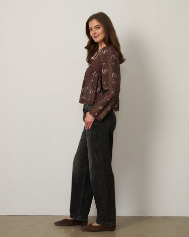 Paisley Lace Trim Peasant Blouse