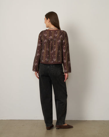 Paisley Lace Trim Peasant Blouse