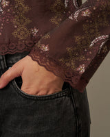 Paisley Lace Trim Peasant Blouse