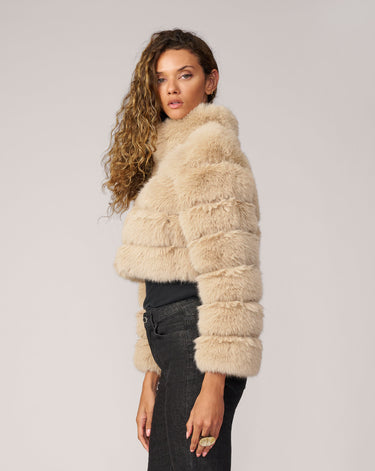 High Collar Fox Faux Fur Jacket